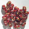 20 11x7mm Red Oval Wedding Cake with Gold Band